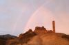 Gingerbread monolith with a rainbow.