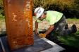 Devin Laurence Field installs his sculpture "Sentinels" outside Bush Barn Art Center in Bush's Pasture Park in Salem, Oregon, on Thursday, Aug. 22, 2019. CONNOR RADNOVICH / STATESMAN JOURNAL