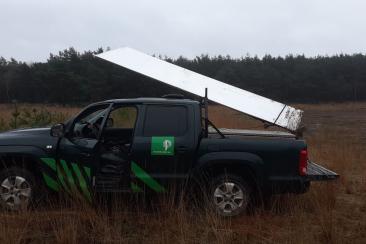 Monolith from Kootwijk being moved by Staatsbosbeheer