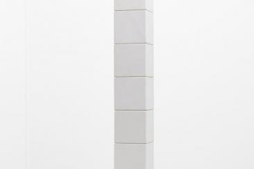 "James Lee Byars, “The Figure of Death” (1987). Composed of a stack of white marble cubes, it pays homage to Constantin Brancusi’s “Endless Column.”Credit...James Lee Byars; Diego Flores, via Kasmin" - NYTimes