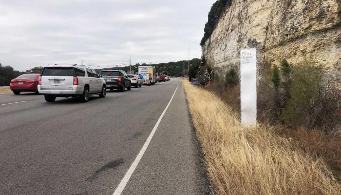 Monolith along 360 Loop near Great Hills Trail (KXAN Photo/Frank Martinez)