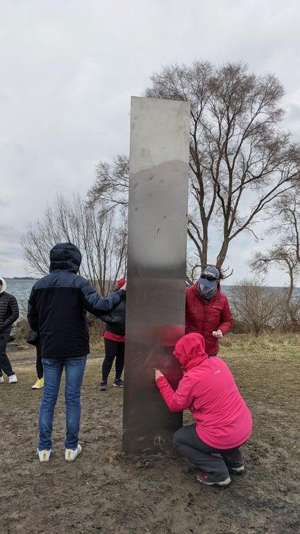 Toronto's Monolith being cleaned by some awesome people! Photo by /u/iamtydye (via reddit)