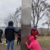 Toronto's Monolith being cleaned by some awesome people! Photo by /u/iamtydye (via reddit)